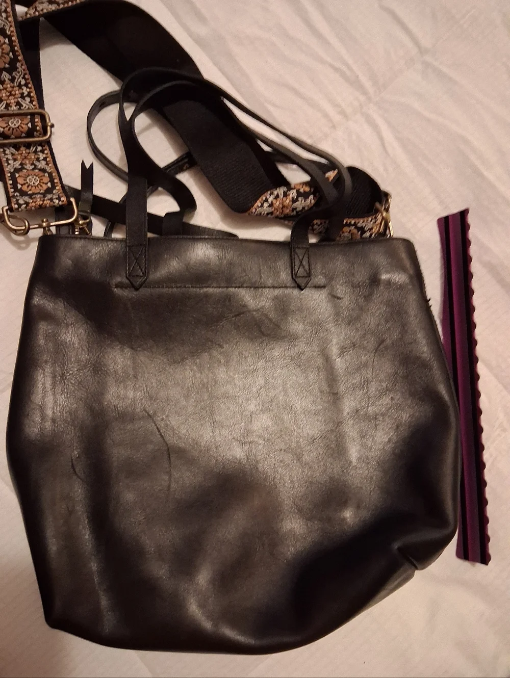 Classic Black Madewell Leather with Embroidered Adjustable Strap - Picture 3 of 5